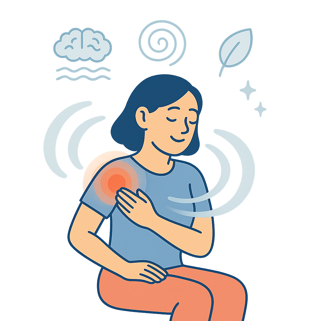 Illustration d'une personne apaisée, symbolisant la détente physique et mentale apportée par l'hypnose pour la douleur à Genève