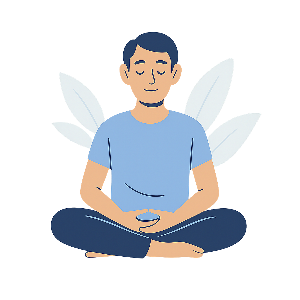 Illustration d'une personne apaisée en méditation représentant l'hypnose pour le stress et l'anxiété à Genève